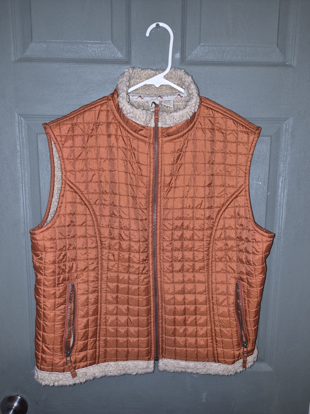 Quilted Sherpa-Lined Vest - Orange